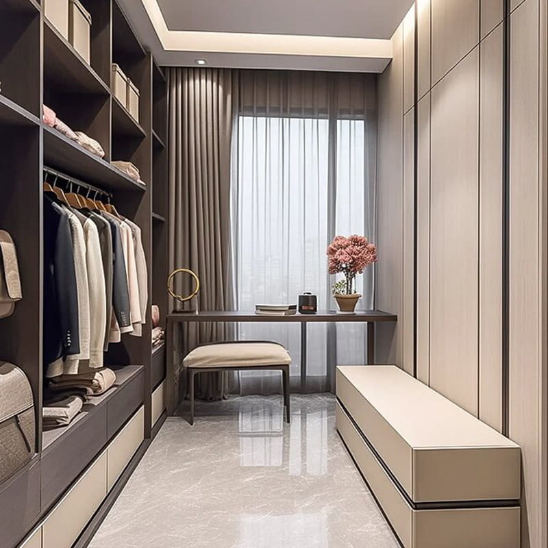 Hệ thống tủ quần áo không cửa ngăn dạng mở toàn cảnh Romano
