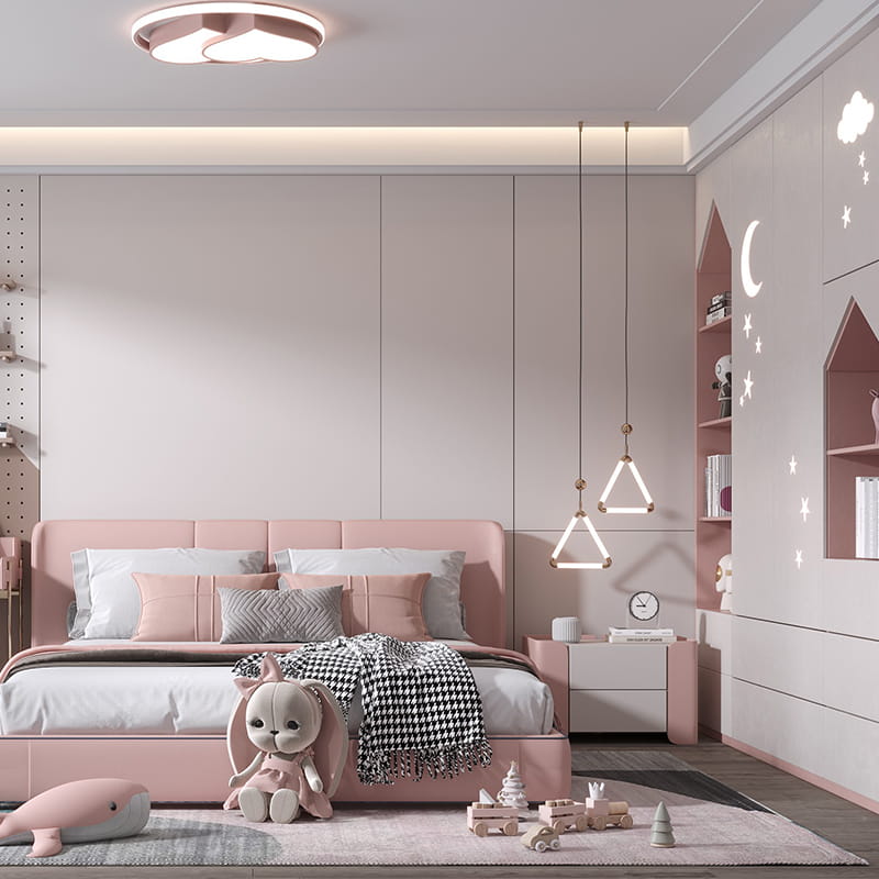 Phòng bé gái đặt riêng theo phong cách tối giản cong màu kem Starlight kiểu Pháp